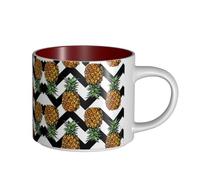 hgnbcsa Summer Pineapple Print Full Wrap Printed Mugs, Large Capacity Ceramic Mugs, with Non-Slip Bottom for Home Kitchen Office