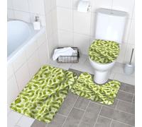 hgnbcsa Sushi Dill Pickles Printed Bathroom Carpet, Non Slip Flannel Mat Set, Durable Contoured Toilet Rugs, For Guest Room