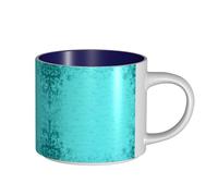 hgnbcsa Teal Blue Print Full Wrap Printed Mugs, Large Capacity Ceramic Mugs, with Non-Slip Bottom for Home Kitchen Office