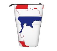hgnbcsa Thailand Flag Map Print Zipper Pencil Case, Telescopic Design Bag, Compact to Expandable, for Stationery Cosmetic Items
