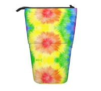 hgnbcsa Tie Dye Print Zipper Pencil Case, Telescopic Design Bag, Compact to Expandable, for Stationery Cosmetic Items