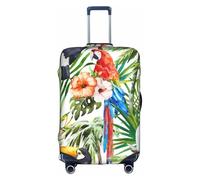 hgnbcsa Toucans Parrot Palm Tree Leaves Printed Luggage Wrap, Anti Scratch Trunk Skin, Double Sided Pattern Sleeve, for Airport Transit