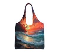 Hgnbcsa Tropical Sunset Canvas Shoulder Bag For Women, Large Spacious Tote For Everyday Commute Grocery Shopping Travel