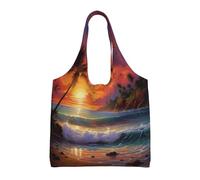 Hgnbcsa Tropical Sunset Canvas Shoulder Bag For Women, Large Spacious Tote For Everyday Commute Grocery Shopping Travel