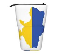 hgnbcsa Ukraine Flag Map Print Zipper Pencil Case, Telescopic Design Bag, Compact to Expandable, for Stationery Cosmetic Items