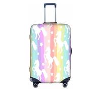 hgnbcsa Unicorns On Colorful Stripes Printed Luggage Wrap, Anti Scratch Trunk Skin, Double Sided Pattern Sleeve, for Airport Transit