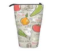 hgnbcsa Vegetable Fruit Print Zipper Pencil Case, Telescopic Design Bag, Compact to Expandable, for Stationery Cosmetic Items