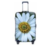 hgnbcsa White Daisy Printed Luggage Wrap, Anti Scratch Trunk Skin, Double Sided Pattern Sleeve, for Airport Transit