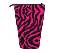 hgnbcsa Zebra Tiger Leopard Pink Print Zipper Pencil Case, Telescopic Design Bag, Compact to Expandable, for Stationery Cosmetic Items