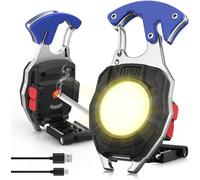 HGNN Keychain Work Light, 7 Modes Mini Rechargeable Torch, IPX5, 800 Lumens COB Keychain Flashlight, Multifunctional Portable Light with Whistle for Outdoor Camping Emergency Lighting