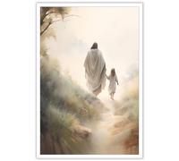 HGNSVRJX Jesus Wall Art Canvas Painting - Follow Me Jesus Picture - Divine Mercy Poster Prints - Christian Wall Decor for Bedroom, Living Room, Kids Room
