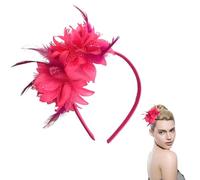 HGNUT Elegant Dark Pink Feather Fascinator Headband - Vintage Hair Accessory for Weddings, Bridal Parties, Formal Events & Special Occasions