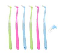 HGOCAHUZI 6 Pcs Interspace Toothbrush Soft Small Toothbrush with Cover Compact Slim Single Tufted Toothbrushes for Teeth Cleaning Oral Care Orthodontic Braces
