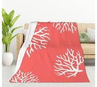HGOD DESIGNS Beach Coral Blanket Pretty Ocean Coral Pink Branch Reef Nature Red White Throw Blanket Decor Cozy Warm for Home Bedroom Sofa Office 130x150cm