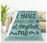HGOD DESIGNS Bible Verse Blanket With I Can Do All Things Through Christ Christian Lettering Quote Throw Blanket Decor Cozy Warm for Home Bedroom Sofa Office 100x130cm
