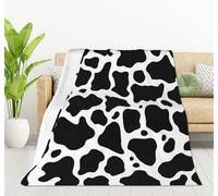 HGOD DESIGNS Black and White Cow Pattern Fleece Throw Blanket Ultra Soft Cozy Blooming Decorative Flannel Blanket All Season for Home Couch Bed Chair Travel 130x150cm