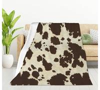 HGOD DESIGNS Brown & White Cowhide Fur Print Pattern Fleece Throw Blanket Ultra Soft Cozy Blooming Decorative Flannel Blanket All Season for Home Couch Bed Chair Travel 130x150cm