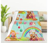 HGOD DESIGNS Candy Throw Blanket Flannel Fleece Blanket Cartoon Game Sweet candy Land Design Lightweight Throw for Bed Sofa Travel Teens Birthday 130x150cm