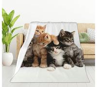 HGOD DESIGNS Cats Blankets Cute Cats Blanket for Women Fleece Cats Blanket Grey Brown and White Cats Print Blanket Fuzzy Cats Blanket Throw (130x150cm)