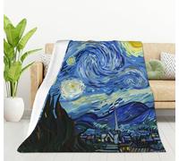 HGOD DESIGNS Classic Arts Starry Night Flannel Fleece Bed Blanket Throw Blanket Lightweight Cozy Plush Blanket for Bedroom Living Rooms Sofa Couch 100x130cm