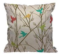 HGOD DESIGNS Cushion Cover Bird Colorful Magpie And Swallow Bird On The Tree Light Gray Throw Pillow Cover Home Decorative for Men/Women/Boys/Girls living room Bedroom Chair 18X18 Inch Pillowcase