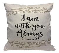HGOD DESIGNS Cushion Cover Matthew Jesus I Am with You Always Bible Scripture Design,Throw Pillow Case Home Decorative for Men/Women Living Room Bedroom Sofa Chair 18X18 Inch Pillowcase 45X45cm