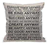 HGOD DESIGNS Cushion Cover Mother Teresa Anyway Quote,Throw Pillow Case Home Decorative for Men/Women Living Room Bedroom Sofa Chair 18X18 Inch Pillowcase 45X45cm
