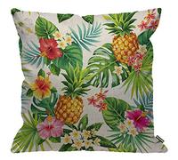 HGOD DESIGNS Cushion Cover Pineapples Palm Leaves And Flowers Throw Pillow Cover Home Decorative for Men/Women living room Bedroom Sofa Chair 18X18 Inch Pillowcase