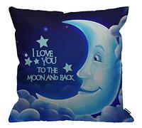 HGOD DESIGNS Cushion Cover Quotes I Love You The Moon And Back Letter With Smile Moon Throw Pillow Cover Home Decorative for Men/Women living room Bedroom Sofa Chair 18X18 Inch Pillowcase