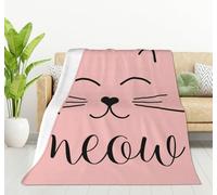 HGOD DESIGNS Cute Cat Blanket for Women, Lightweight Soft Fleece Flannel Throw Blanket Cat Smile Meow Sofa Couch Living Room 130x150cm