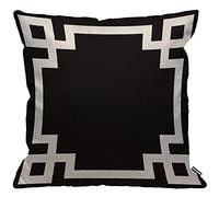 HGOD DESIGNS Greek Key Border Cushion Cover,Cute Bold Chic Geometric Stripes Black and White Throw Pillow Case Home Decorative for Living Room Bedroom Sofa Chair 18X18 Inch Pillowcase 45X45cm
