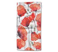 HGOD DESIGNS Hand Towel Poppy Flower,Watercolor Wild Red Poppies Pattern Hand Towel Best for Bathroom Kitchen Bath and Hand Towels 30" Lx15 W