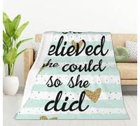 HGOD DESIGNS Heart Throw Blanket with Inspirational Quote She believed she could so she did Soft Blankets and Throws 100x130cm Caring for Women Men