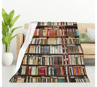 HGOD DESIGNS Library Bookshelf Fleece Throw Blanket Ultra Soft Cozy Blooming Decorative Flannel Blanket All Season for Home Couch Bed Chair Travel 130x150cm