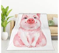 HGOD DESIGNS Pig Throw Blanket Ultra Soft Warm All Season Lovely Pink Pig Watercolor Decorative Fleece Blankets for Bed Chair Car Sofa Couch Bedroom 50"X40"