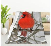 HGOD DESIGNS Red Cardinal Blanket Winter Snow Bird on Tree Branch Soft Warm Throw Print Blanket for Couch Bed 100x130cm
