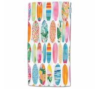 HGOD DESIGNS Surfboards Hand Towels,Watercolor Wave Tropical Surfboards Summer Beach Pattern 100% Cotton Soft Bath Hand Towels for Bathroom Kitchen Hotel Spa Hand Towels 15"X30"