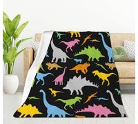 HGOD DESIGNS Types of Colorful Dinosaur Flannel Fleece Bed Blanket Throw Blanket Lightweight Cozy Plush Blanket for Bedroom Living Rooms Sofa Couch 100x130cm