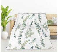 HGOD DESIGNS Watercolor Eucalyptus Branches Throw Blanket Flannel Fleece Blanket Plant Lightweight Throw for Bed Sofa Travel Teens Birthday 100x130cm