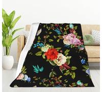 HGOD DESIGNS Wild Flowers Blanket Smooth Soft Peony Roses Nightingale Cornflower Print Throw Blanket for Sofa Chair Bed Office 100x130cm