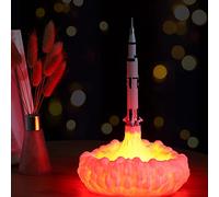 HGomx Rocket Lamp 3D Print 8.8 inch/22.5cm Space Shuttle Night Light Moon Lamp with USB Rechargeable for Rocket Lovers Boys Birthday Home Light Decoration