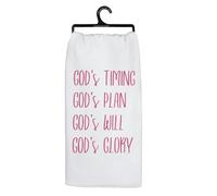 HGqLPF Pink Christian Kitchen Towels,Hymn Tea Towels,God's Timing Plan Will Glory Inspirational Religious Dish Tea Towel, Faith Based Hand Towel for Bathroom, Christian Home Decor, 16x24 Inch
