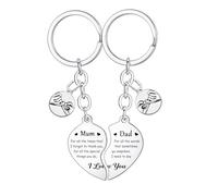Hgreiwgk 2Pcs Mum Dad Matching Keyring Set from Daughter Son Birthday Christmas Mother's Day Father's Day Thanksgiving Gifts for Mum Dad