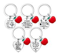 Hgreiwgk 5PCS Teacher Keyring Gifts Teacher Appreciation Keychain Teacher Keychain For Men Women From Students Teachers Day Gift Thanksgiving Day Gift Teacher Birthday Gift (5PCs Mixed)