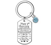 Hgreiwgk Anniversary Keyring Valentines Day Christmas Gifts for Boyfriend Girlfriend Anniversary Wedding Gifts I Met You I Liked You I Love You I'm Keeping You Keychain (1st)