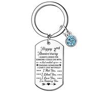 Hgreiwgk Anniversary Keyring Valentines Day Christmas Gifts for Boyfriend Girlfriend Anniversary Wedding Gifts I Met You I Liked You I Love You I'm Keeping You Keychain (2nd)