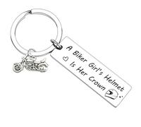 Hgreiwgk Biker Gift for Women Motorcycle Keyring Bikers Keyring for Riders Motorcycle Lovers Gift Christmas Birthday Gift for Family Friends A Biker Girl's Helmet is Her Crown