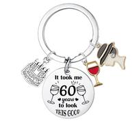 Hgreiwgk Birthday Gifts for Women Happy 30th - 80th Birthday Keyring Funny Birthday Present for Family Friends Birthday Keepsake Birthday Jewellry (60th Birthday Keyring)