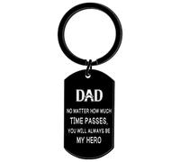 Hgreiwgk Dad Keychain From Daughter Son Dad Fathers Day For Daddy Father Papa Dad No Matter How Much Time Passes Keyring Dad Jewellery Gifts (No matter how)