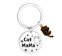 Hgreiwgk Funny Cat Mama Keyring Cat Lover Gift Black Cat Gifts for Women Cat Mum Birthday Christmas Halloween Basket Stuffers for Women